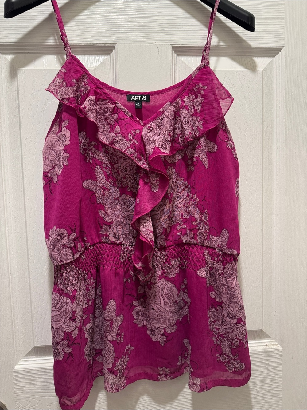 Apt. 9 Fuchsia Floral Ruffle Cami Top